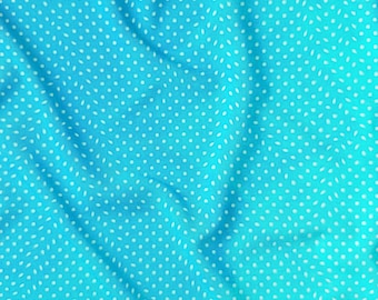 Cotton Fabric - White polka dots on turquoise