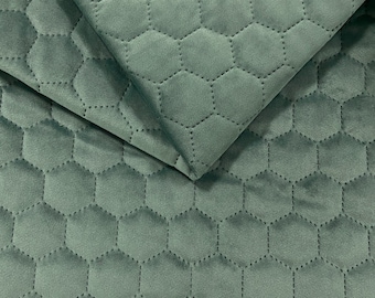 Tissu d'Ameublement Velours Matelassé Hexagone - Menthe