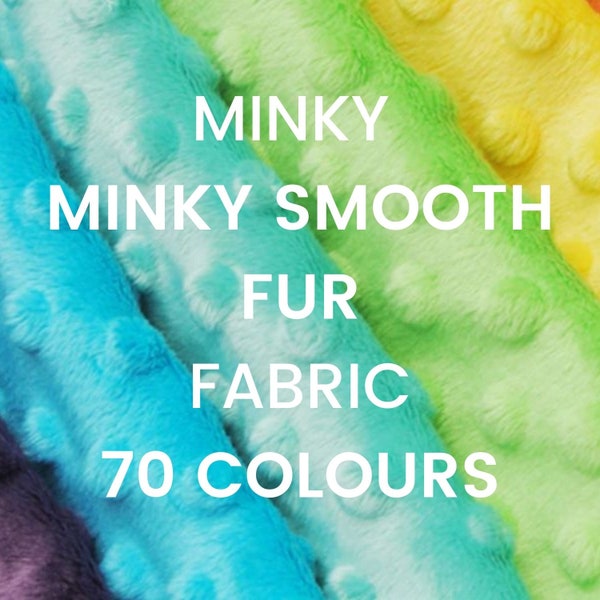 Peluche colorée Minky, Tissu doux minky lisse, Tissu minky à pois, Tissu fourrure avec imprimés, Adorable tissu au mètre pour les enfants