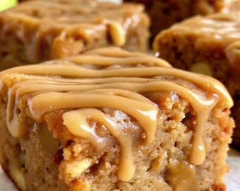 Maple Glazed Apple Blondies Recipe | Cozy Fall Dessert Bars with Cinnamon & Maple | Digital Download