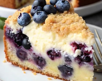 Receta de pastel de café con arándanos, queso crema y café (descarga digital)