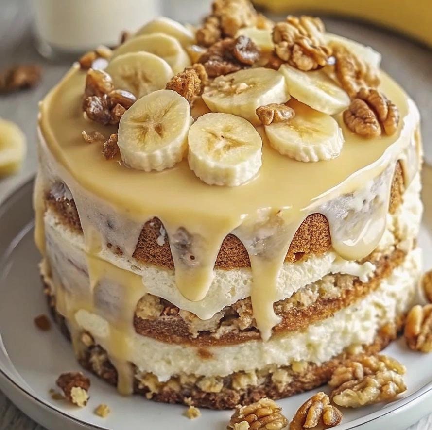 Banana Walnut Cream Cake Recipe | Digital Download