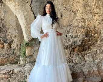Tulle evening dress with layers, tulle wedding dress, tull wedding dress, tull dress, bridal dress, wedding dresses, wedding dress, dress