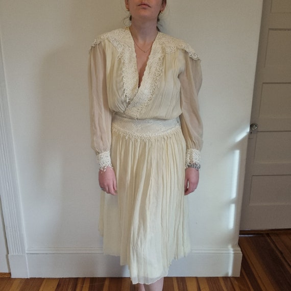 Vintage Jessica McClintock Dress Ivory Lace, 100%… - image 3