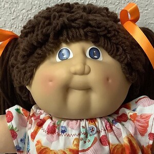 RARE Vintage Cabbage Patch Kid Girl Violet Eyes Brown Poodle Hair Head Mold #2 IC1 Made In Taiwan 1985 Collectors Doll Gifts For Girls Retro