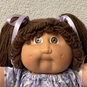 Vintage Cabbage Patch Kid Girl Brown Hair Brown Eyes Head Mold #2 1985 OK Factory Collectibles Collectors Doll Gifts For Friends Girls Moms