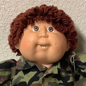 Vintage Cabbage Patch Kid Boy Auburn Hair Brown Eyes Two Teeth Head Mold #10 Collectibles Collectors Doll Gifts For Boys All Ages Retro 1986