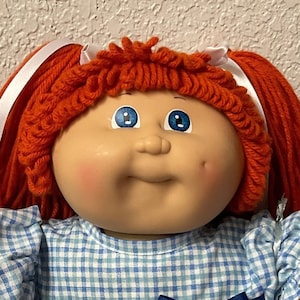 Vintage kool patch kind meisje rood haar blauwe ogen hoofd mal #3 1985 OK Factory Collectibles Collectors Doll cadeaus voor meisjes moeder Grads Kids