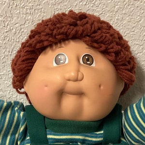 Vintage Cabbage Patch Kid Boy Auburn Hair Brown Loops Head Mold #2 1984 OK Factory Collectors Doll Collectibles Gifts For Boys Dads Grads