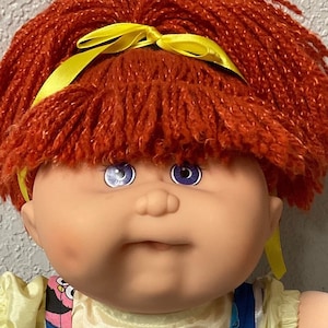 RARE Vintage Cabbage Patch Kid Girl Mattel Hard To Find Violet Eyes Red Hair Head Mold #18 1995 Collectors Doll Gifts For Girls Moms Kids