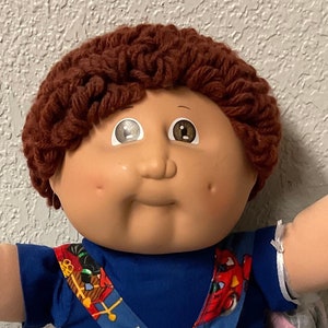 Vintage Cabbage Patch Kid Boy Auburn Hair Brown Eyes Head Mold #2 1985 Collectors Doll Collectibles Gifts For Dads Moms Kids Boys Toys