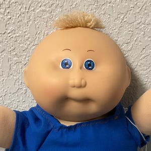 Vintage Cabbage Patch Kid Preemie Boy Wheat Tuft Of Hair Blue Eyes Head Mold #1 1985 Collectibles Gifts For Girls Boys Him Her Mom Daughter