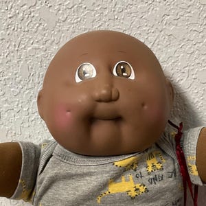 Vintage Cabbage Patch Kid African American Bald Boy Brown Eyes Hong Kong Head Mold #2 1985 Collectors Doll Gifts For Girls Boys Son Daughter