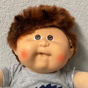 RARE Vintage Cabbage Patch Kid Transitional Boy Auburn Cornsilk Hair Brown Eyes Head Mold #18 1989 Gifts For Girls Daughter Mom Boys Dad Him