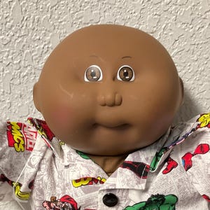 Vintage Cabbage Patch Kid African American Bald Preemie Boy Brown Eyes Head Mold #1 1984 Collectibles Gifts For Girls Boys Son Daughter Her