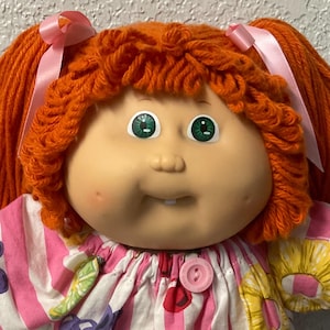 Vintage Cabbage Patch Kid Girl schwer zu finden P Fabrik rote Haare grüne Augen Kopf Mould # 5 1985 Sammlerstücke Geschenke für Mädchen Tochter Schwester Mom