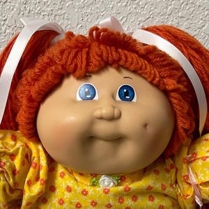 First Edition Vintage Cabbage Patch Kid Girl Red Hair Blue Eyes Head Mold #3 1983 Collectibles Gifts For Daughter Sister Mom Friend Girl Her