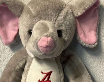 Elefante de pelúcia vintage do Alabama Crimson Tide com fechos - Item de colecionador, lembrança de futebol americano - Presente perfeito para pai, filho e meninos.