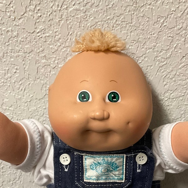 Vintage Cabbage Patch Kid Preemie Boy Wheat Tuft Of Hair Green Eyes Head Mold #3 1985 Collectors Doll Collectibles Gifts For Boys Grads Toys