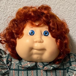 RARE Vintage Cabbage Patch Kid Girl Auburn Cornsilk Haar Blaue Augen Kopf Mould # 16 1987 Sammlerstücke Geschenke für Mädchen Mutter Tochter Freund Sie