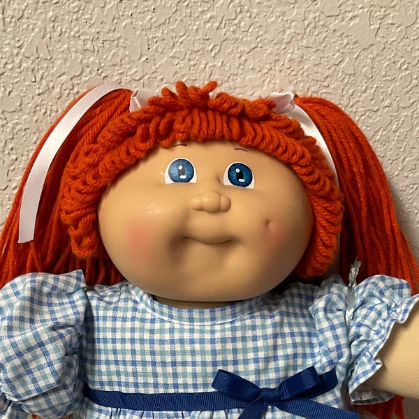 Vintage Cabbage Patch Kid Girl Red Hair Blue Eyes Head Mold #3 1985 OK Factory Collectibles Collectors Doll Gifts For Girls Mom Grads Kids