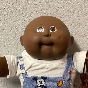 Muito raro vintage Cabbage Patch criança afro-americana careca menino olhos castanhos cabeça molde #8 1986 colecionáveis presentes para menina irmã esposa sua mãe