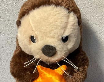 Natuur Planeet Bruine en Beige Zeeotter Met Gouden Zeester Knuffels Knuffels Collectibles Cadeaus Voor Meisjes Jongens Zoon Dochter Haar
