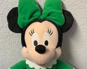 RARE Vintage Plush Minnie Mouse Green Dress & Matching Bow Nostalgic Toys Stuffed Animals Disney Gifts Collectors Girls Mom Sister Wife