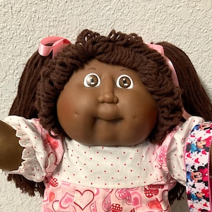Muñeca Cabbage Patch Kid vintage RARA, niña afroamericana, cabello castaño, ojos marrones, molde de cabeza P&R n.° 12, 1986, regalos para hija, hermana, esposa, niñas y su
