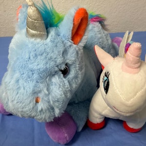 Unicorn Stuffed Animals Plush Toys Blue Unicorn by Animal Adventure White Unicorn by Megatoys Gifts For Girls Daughter Sister Friend Her