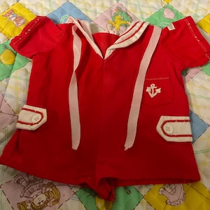 Vintage Cabbage Patch Kids Red Sailor Suit Romper Outfit Clothes KT Factory