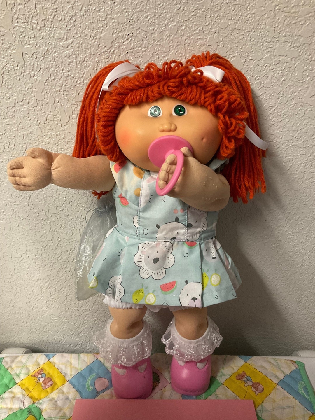 Vintage Cabbage Patch Kid Girl With Pacifier Head Mold #6 Red Hair