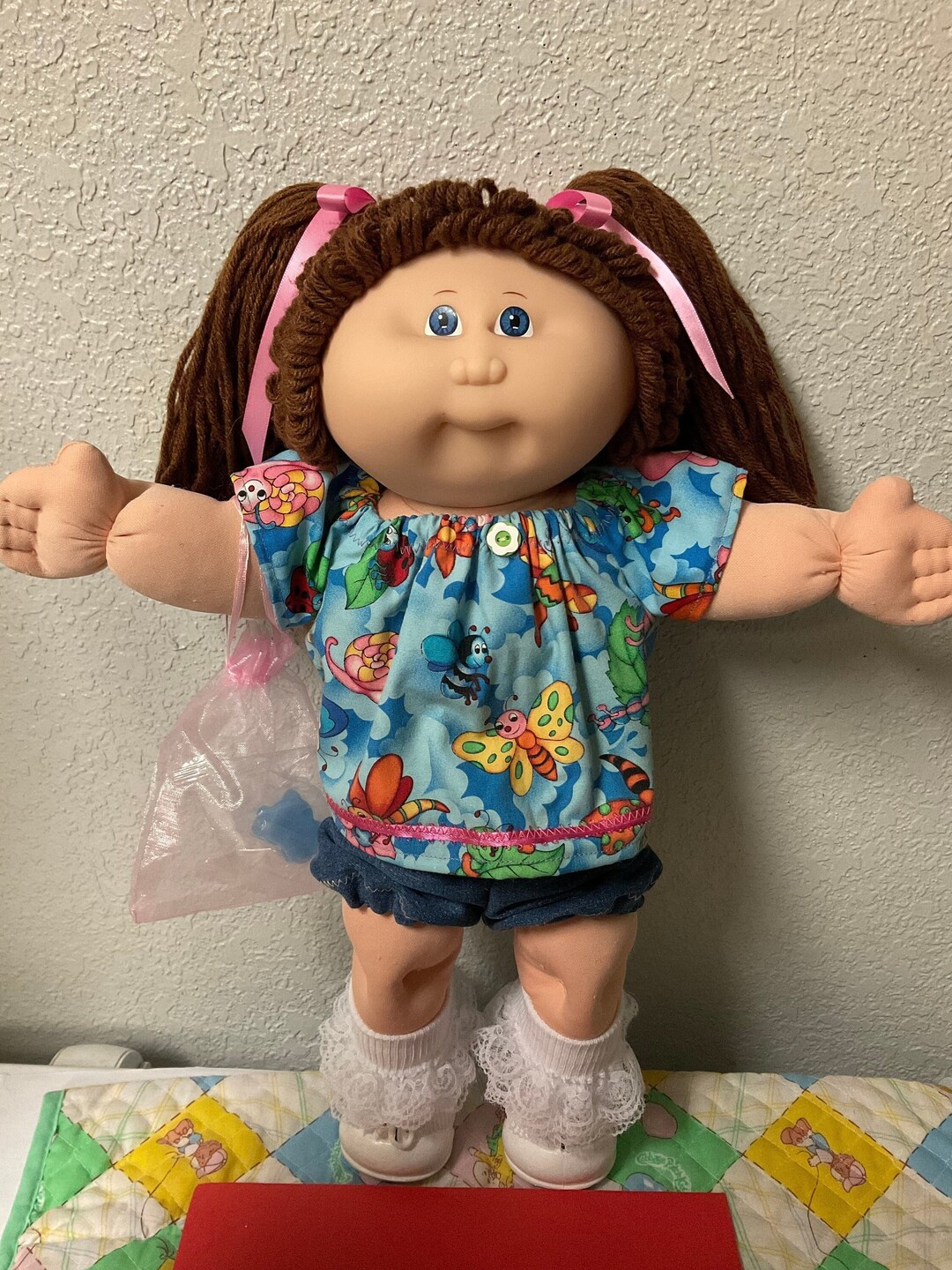 RARE 15th Anniversary Cabbage Patch Kid Girl Brown Hair Blue Eyes HM#1 ...