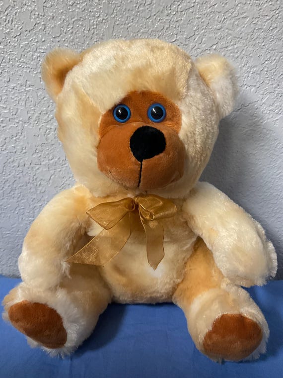 World Plush Inc Plush Beige and Brown Teddy Bear Black Eyes With