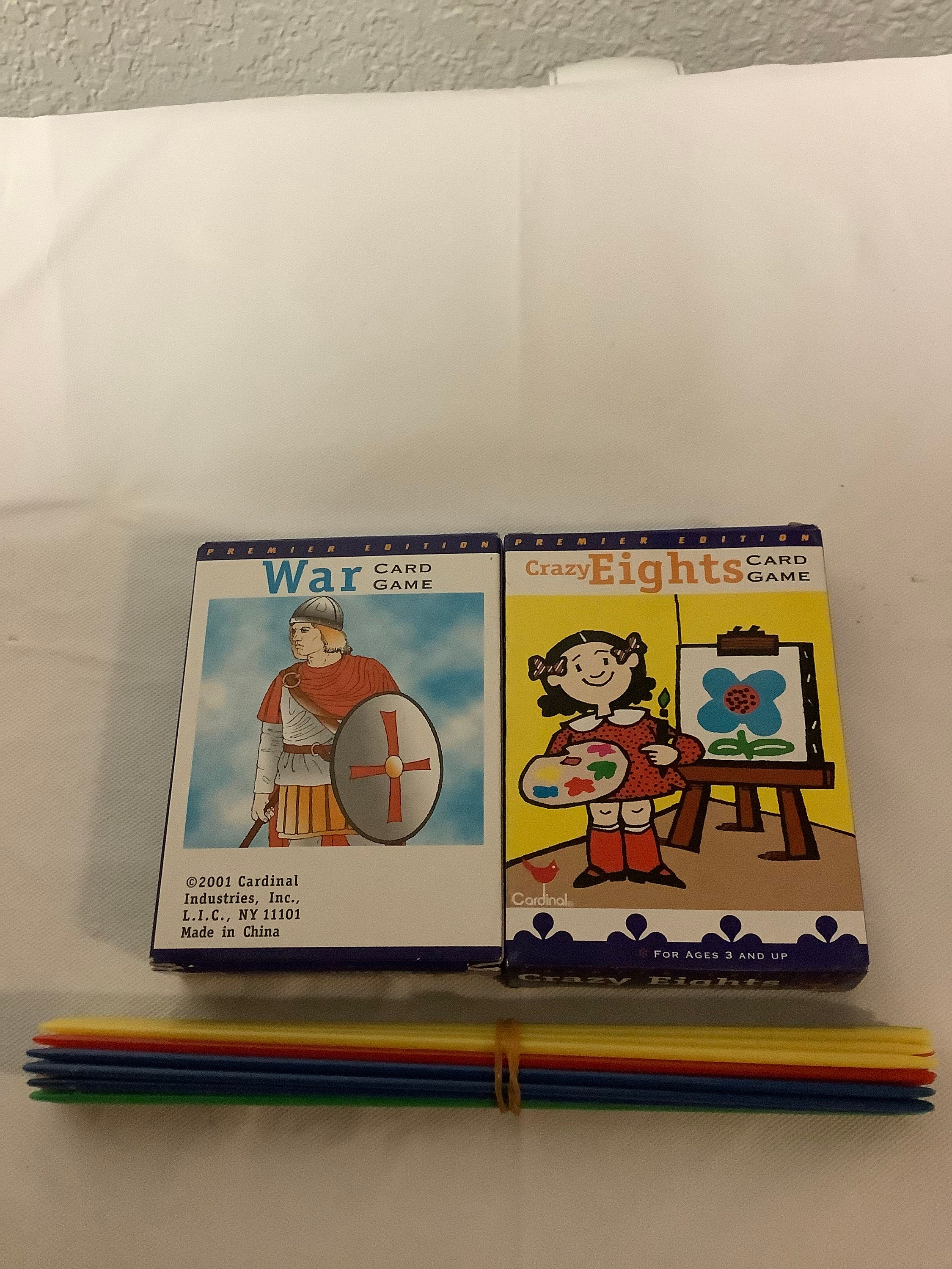 Classic Kids Games-war Pickup Sticks & Crazy Eights in A Vintage