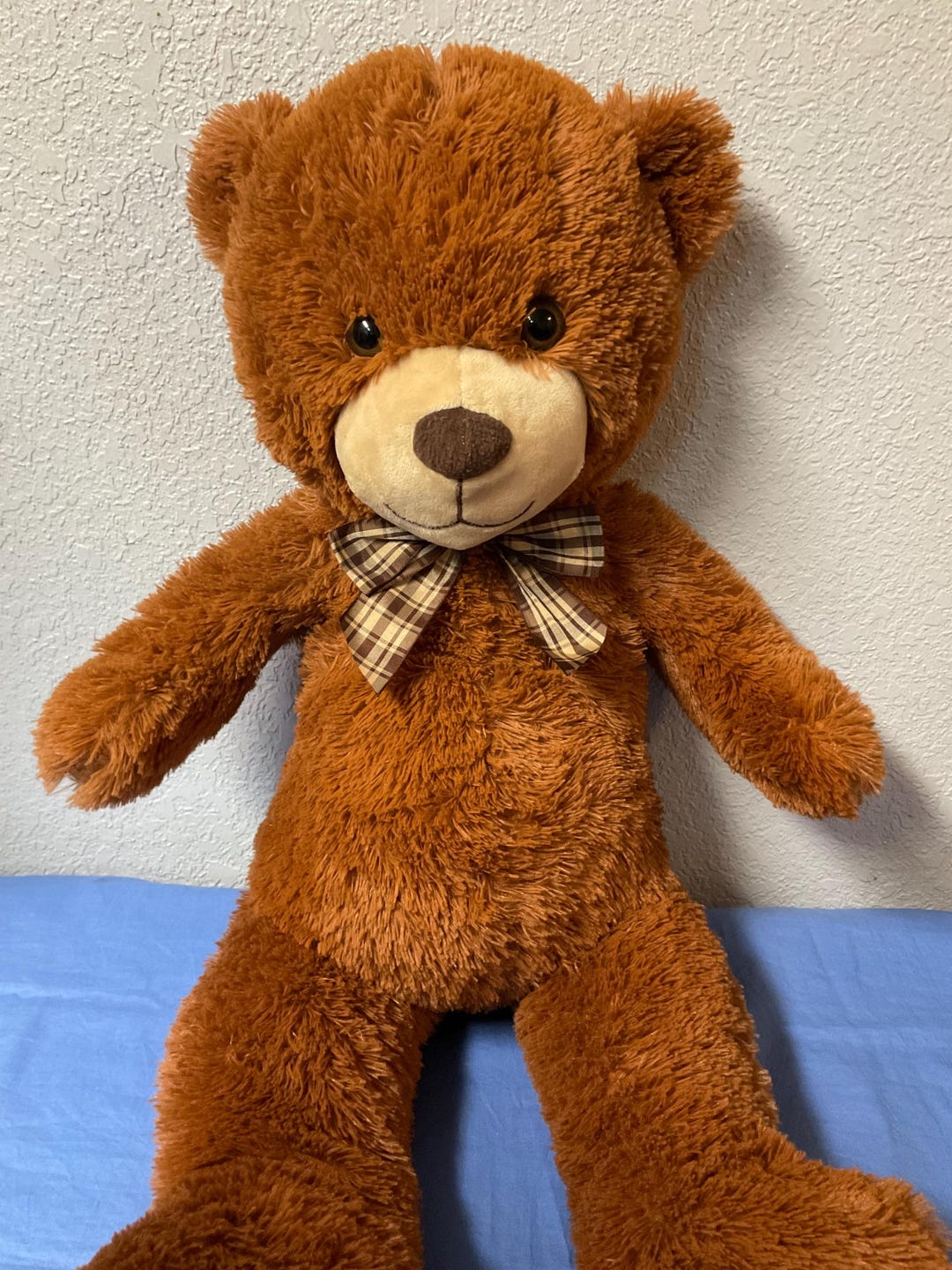 Vintage Brown Plush Teddy Bear With Bow GOFFA International Stuffed ...