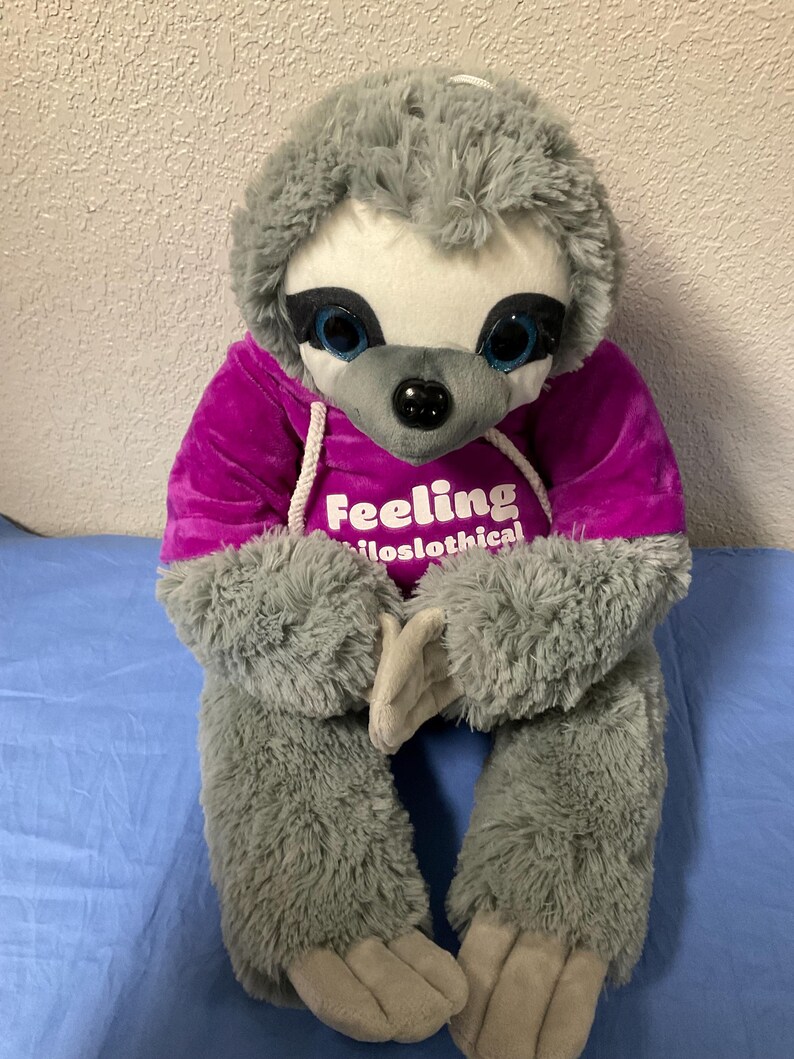 Toy Factory Gray Plush Sloth With Velcro Fasteners Feeling ...