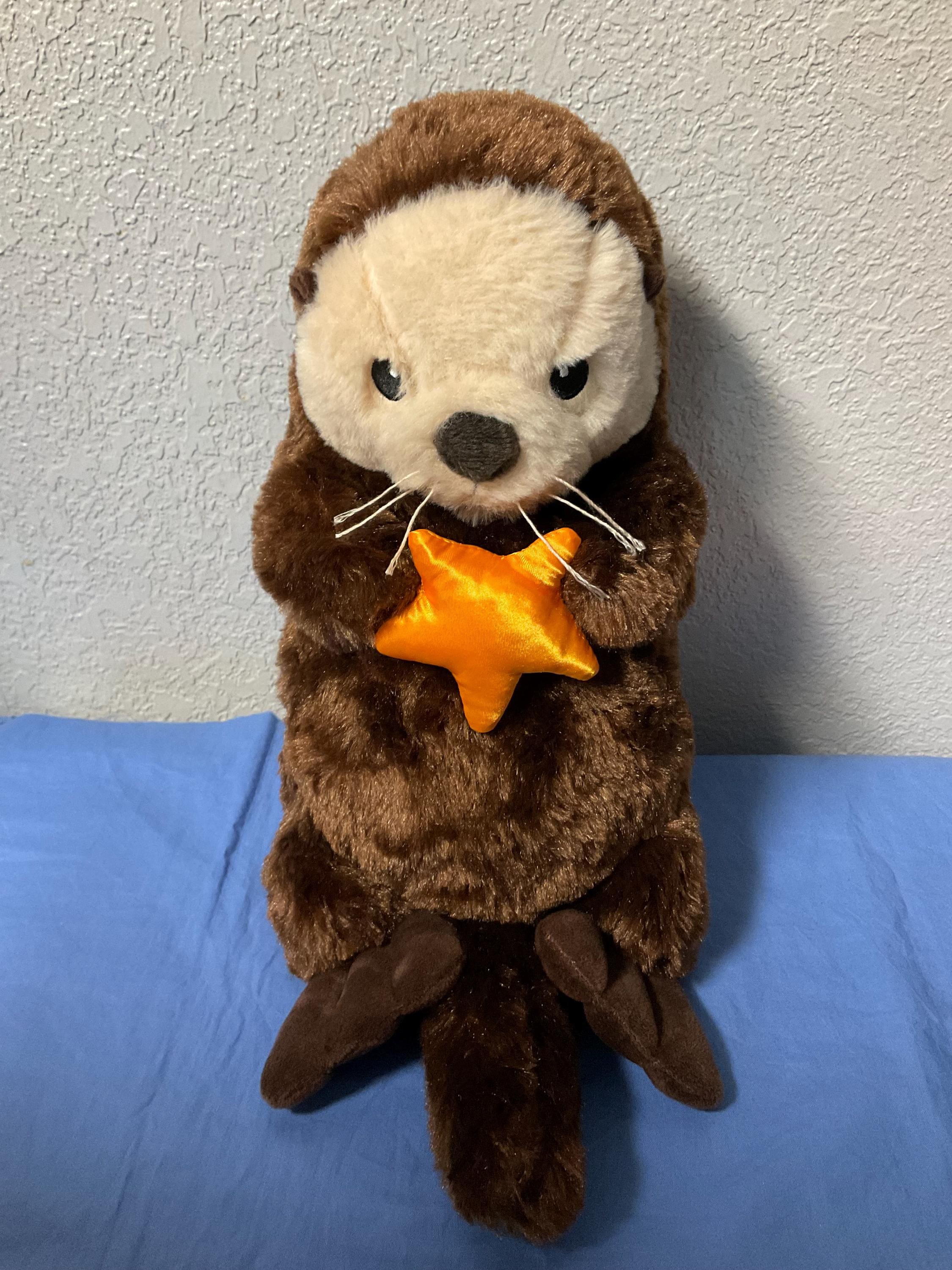 Nature Planet Brown and Beige Sea Otter With Gold Starfish Stuffed