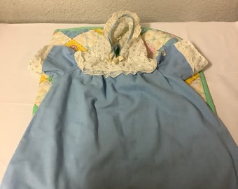 Vintage Cabbage Patch Kids Blue Preemie Gown For All Occasions 1980’s CPK Doll Clothing