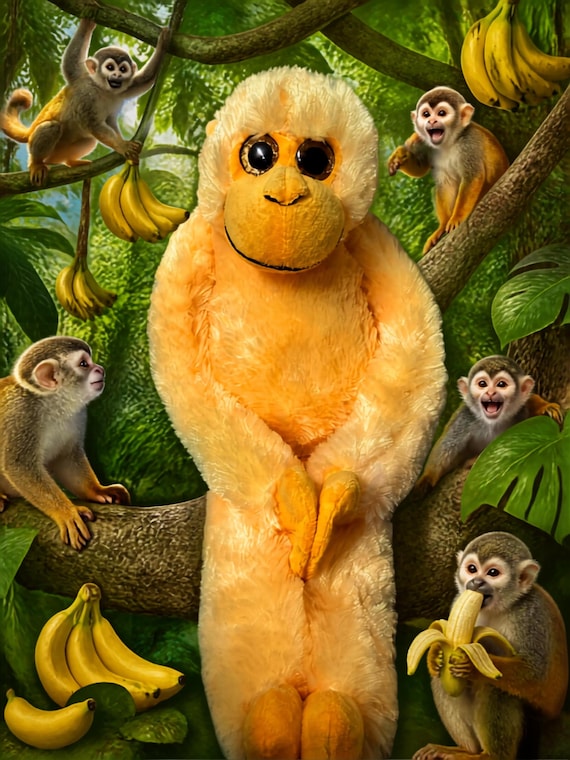 Plush Orange Hanging Monkey “the Petting Zoo” Stuffed Animals