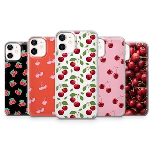 Cherry Phone Cover, Fruit Phone Case for iPhone 16, 15, 14, 13, 12 Pro Max, Samsung S25, S24 Fe, S23 Ultra, S22, Galaxy A36, Google Pixel 9A