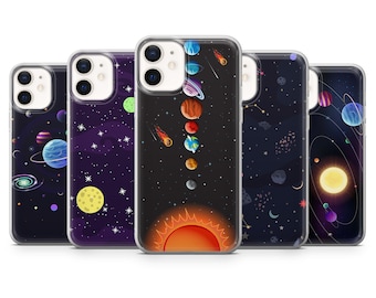 Custodia per telefono con sistema solare, custodia per telefono spaziale per iPhone 17, 16e, 15, 14 Pro Max, Samsung S25, S24 Fe, S23+, Galaxy A36, Google Pixel 10 Pro XL