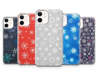 Snowflake Phone Case, Winter Phone Case for iPhone 17, 16e, 15, 14, 13, 12 Pro Max, Samsung S25 Fe, S24+, S23, Galaxy A36, Google Pixel 10