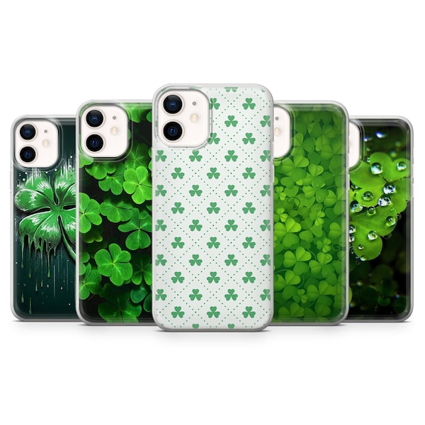 Shamrock Phone Case, Clover Phone Cover for iPhone 15, 14, 13, 12, 11 Pro Max, Samsung S24, S23 Fe, S22, S21+, Galaxy A25, Google Pixel 8A