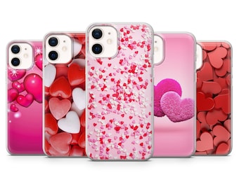 Hearts Phone Case, Valentine's Day Cover for iPhone 17, 16, 15, 14 Pro Max, Samsung S25, S24 Fe, S23 Ultra, S22+, Galaxy A56, Google Pixel 9