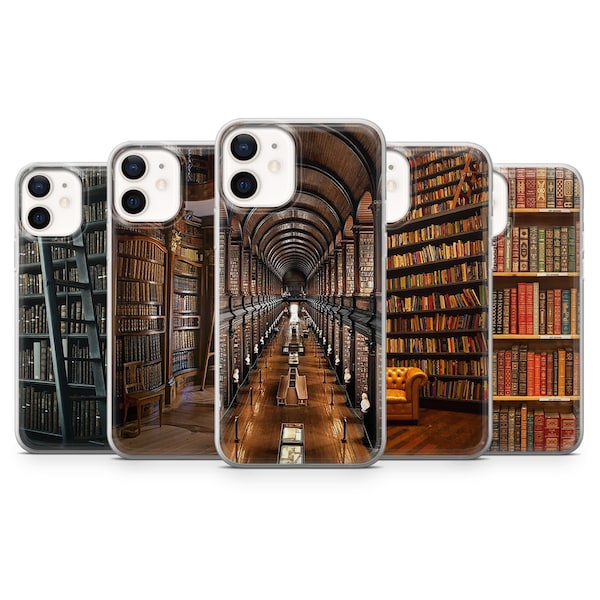 Library Phone Case, Book Themed Phone Cover for iPhone 15, 14, 13, 12 Pro Max, Samsung S24, S23, S22, S21 Fe, S21, S20+, Galaxy A15, Pixel 8
