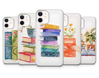 Funda de teléfono con temática de gusano de libros para iPhone 17, 16, 15, 14 Pro Max, Samsung S25, S24 Fe, S23, S22, Galaxy A36 y Google Pixel 9