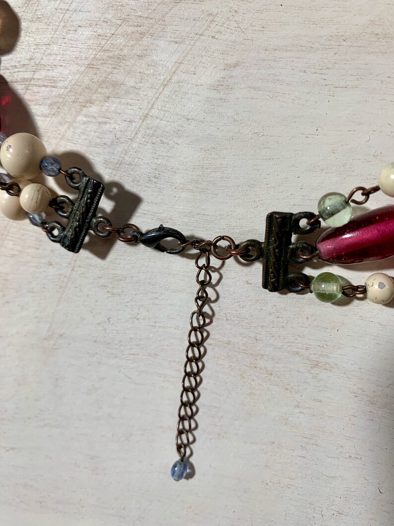 Vintage Glass Bead Necklace Etsy