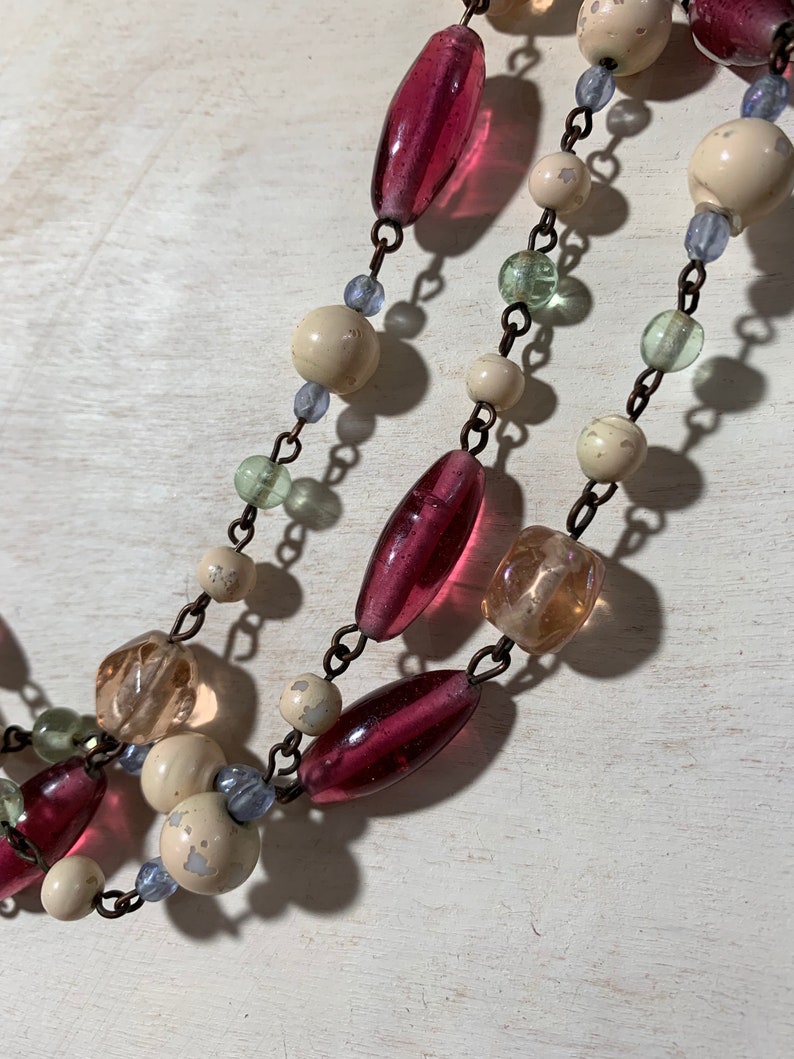 Vintage Glass Bead Necklace Etsy