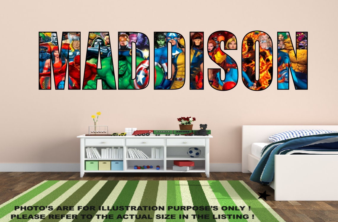 Personaliesed Names Marvel Wall Art Stickers Etsy